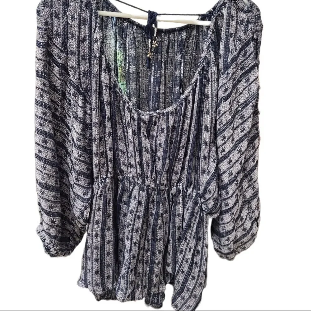 Free People Blue Boho Tunic Top size XS